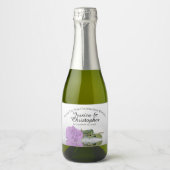 ロマンチックな薄紫パープルバラ結婚ズサンキューユキミニ スパークリングワインラベル (正面)