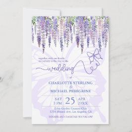 ロマンチックな薄紫フジテリアフェアリータリー庭園の結婚式 招待状
