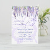 ロマンチックな薄紫フジテリアフェアリータリー庭園の結婚式 招待状 (スタンド正面)
