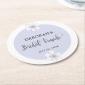 ロマンチックな薄紫フローラブライダルシャワー ラウンドペーパーコースター (アングル)