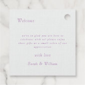 ロマンチックな薄紫フローラ結婚式の引き出物ラベル フェイバータグ (裏面)