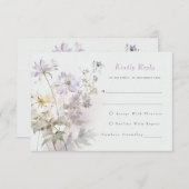ロマンチックな薄紫フローラ結婚式RSVPカード エンクロージャーカード (正面/裏面)