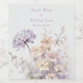 ロマンチックな薄紫結婚フローラ ワインラベル (シングルラベル)