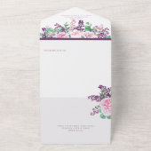 ロマンチックな薄紫&ピンクフローラオーバルフレームディナー オールインワン招待状 (外側)