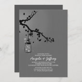 ロマンチックな蛍の石工の瓶のリハーサルディナー 招待状 (正面/裏面)