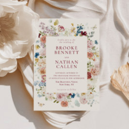 ロマンチックな蝶のフローラ結婚フレーム 招待状