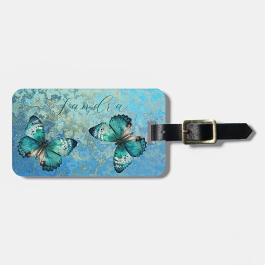 ロマンチックな蝶のラゲッジタグ ラゲッジタグ (正面横)