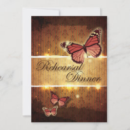 ロマンチックな蝶の秋の結婚式リハーサル 招待状