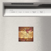 ロマンチックな蝶の秋の結婚式　保存日 マグネット (インサイチュ (食洗機))