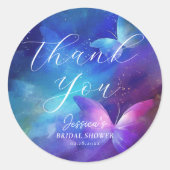 ロマンチックな蝶ブライダルシャワーサンキューユー スクエアシール (正面)