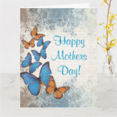 ロマンチックな蝶母の日 カード (黄色い花)