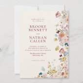 ロマンチックな蝶縁どフローラ結婚の 招待状 (正面)