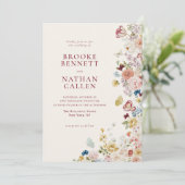 ロマンチックな蝶縁どフローラ結婚の 招待状 (スタンド正面)