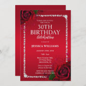 ロマンチックな装飾バラの誕生日パーティー 招待状 (正面/裏面)