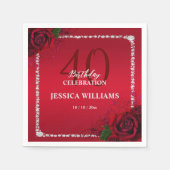 ロマンチックな装飾バラ誕生日パーティー スタンダードカクテルナプキン (正面)