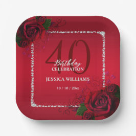 ロマンチックな装飾バラ誕生日パーティー ペーパープレート