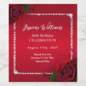 ロマンチックな装飾バラ誕生日パーティー ワインラベル (シングルラベル)