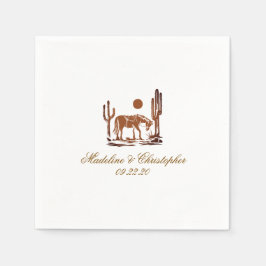 ロマンチックな西ダークブラウン結婚ズ スタンダードカクテルナプキン