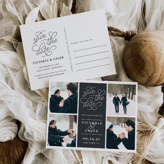 ロマンチックな要求 |フォトコラージュ日付を保存 案内ポストカード