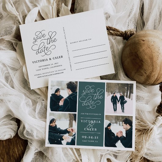 ロマンチックな要求 |フォトコラージュ日付を保存 案内ポストカード