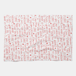 ロマンチックな言葉バレンタインデー キッチンタオル