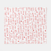 ロマンチックな言葉バレンタインデー フリースブランケット (正面(横))