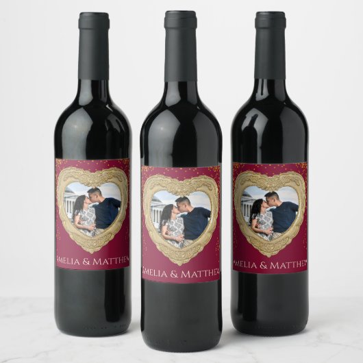 ロマンチックな記念日、婚約結婚、愛 ワインラベル (ボトル)