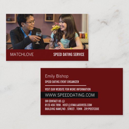 ロマンチックな設定、スピードデートすることイベント主催者 名刺 (正面/裏面)
