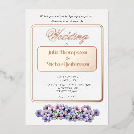 ロマンチックな詩的なライラック水彩花のウェディング 箔招待状