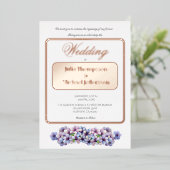 ロマンチックな詩的なライラック水彩花のウェディング 箔招待状 (立ち正面)