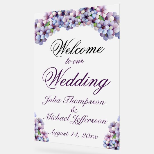 ロマンチックな詩的な薄紫水の色のフローラ アクリルサイン (傾斜)