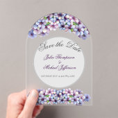 ロマンチックな詩的な薄紫水の色のフローラ アクリル招待状 (インサイチュ (ポータブル))