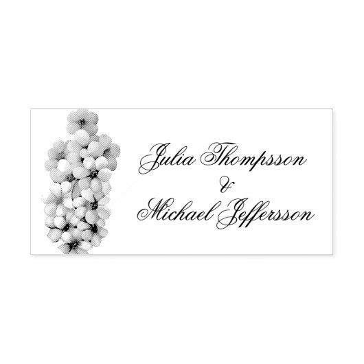 ロマンチックな詩的な薄紫水の色のフローラ セルフインキングスタンプ (デザイン)