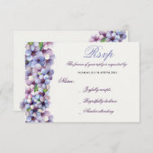 ロマンチックな詩的な薄紫水の色のフローラ 出欠カード (正面/裏面)