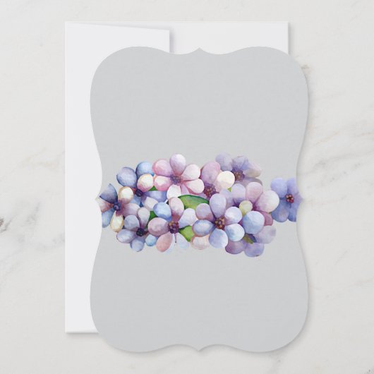 ロマンチックな詩的な薄紫水の色のフローラ 招待状 (裏面)