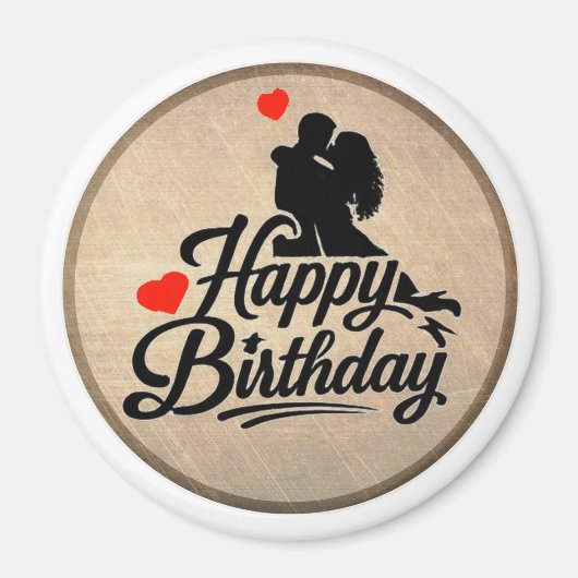 ロマンチックな誕生日おめでとう マグネット (正面)