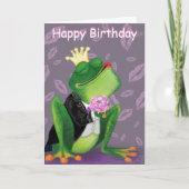 ロマンチックな誕生日カードフロッグプリンスラブおもしろい カード (正面)