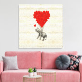 ロマンチックな象とハートの風船 キャンバスプリント (インサイチュ (リビング))