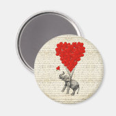 ロマンチックな象とハートの風船 マグネット (正面/裏面)