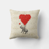 ロマンチックな象及びハートの気球 クッション (裏面)