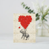 ロマンチックな象及びハートの気球 ポストカード (スタンド正面)