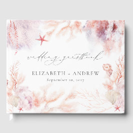 ロマンチックな貝殻とサンゴ　海中の生命　結婚式 ゲストブック