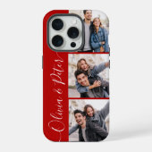 ロマンチックな赤いカップル名3枚の写真バレンタイン iPhoneケース (裏面)