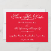 ロマンチックな赤いシックなスクリプトウェディング日付を保存 案内状 (正面)