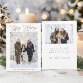 ロマンチックな赤いスクリプトハッピーホリデー2写真 シーズンカード