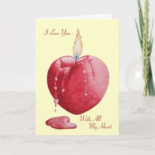 ロマンチックな赤いハートとオリジナル愛の詩 カード (正面)