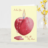 ロマンチックな赤いハートとオリジナル愛の詩 カード (黄色い花)