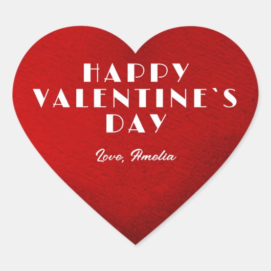ロマンチックな赤いハートと名前バレンタインデー ハートシール (正面)