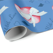 ロマンチックな赤いハートと白いリボンの弓 ラッピングペーパー (ロールコーナー)