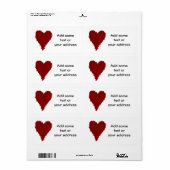 ロマンチックな赤いハートの大きなラベル ラベル (フルシート)